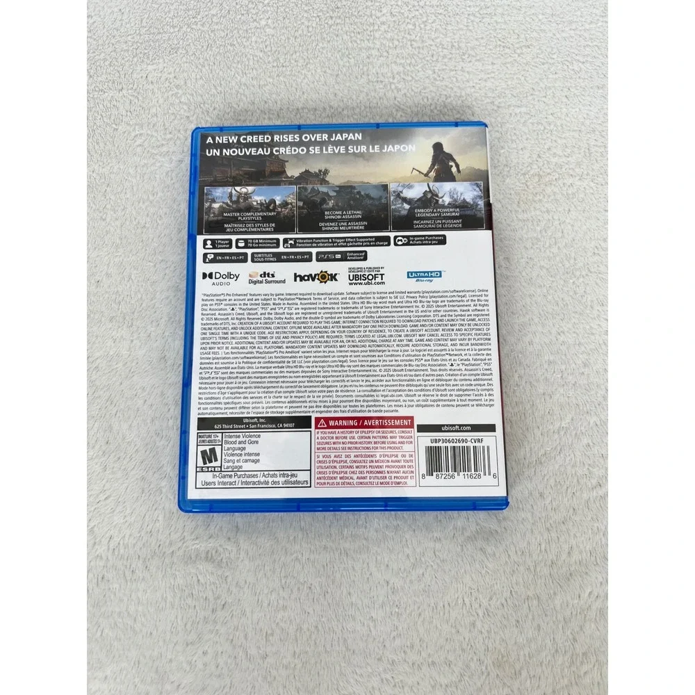 Assassin's Creed Shadows Sony PlayStation 5 PS5 Ubisoft Action Adventure Game